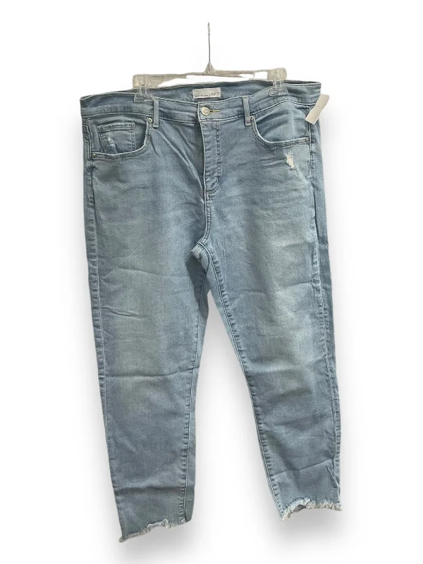 Jeans Straight By Loft In Blue Denim, Size: 14