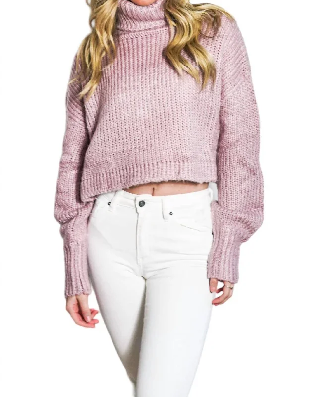 Rib-Knit Turtleneck Sweater In Lavender