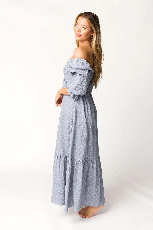 Emerson Gauze Maxi Dress in Indigo - Bump Friendly