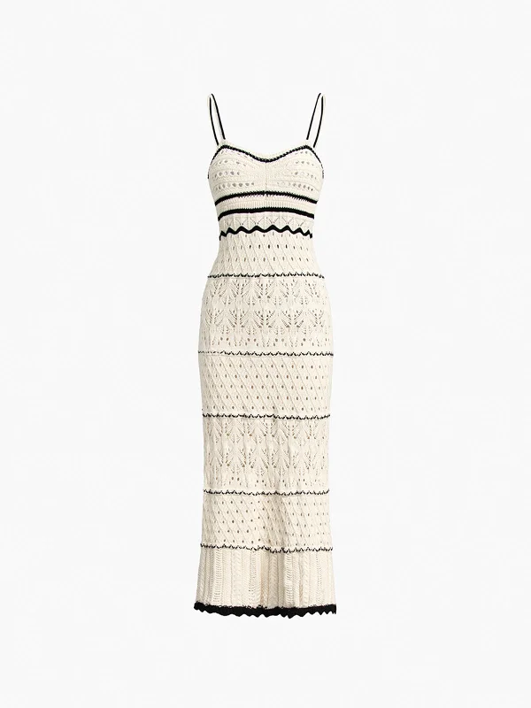 Paros Crochet Eyelet See Through Midi Dress