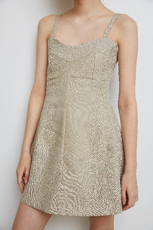 Linen Short Dress, Khaki