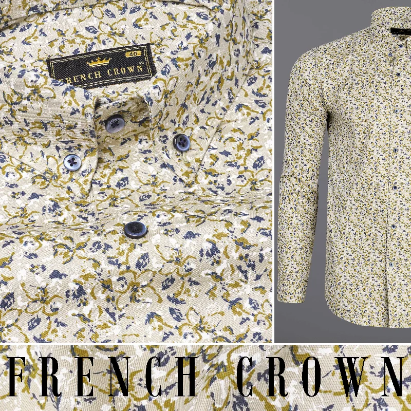 Blanc Brown Ditzy Print Royal Oxford Shirt