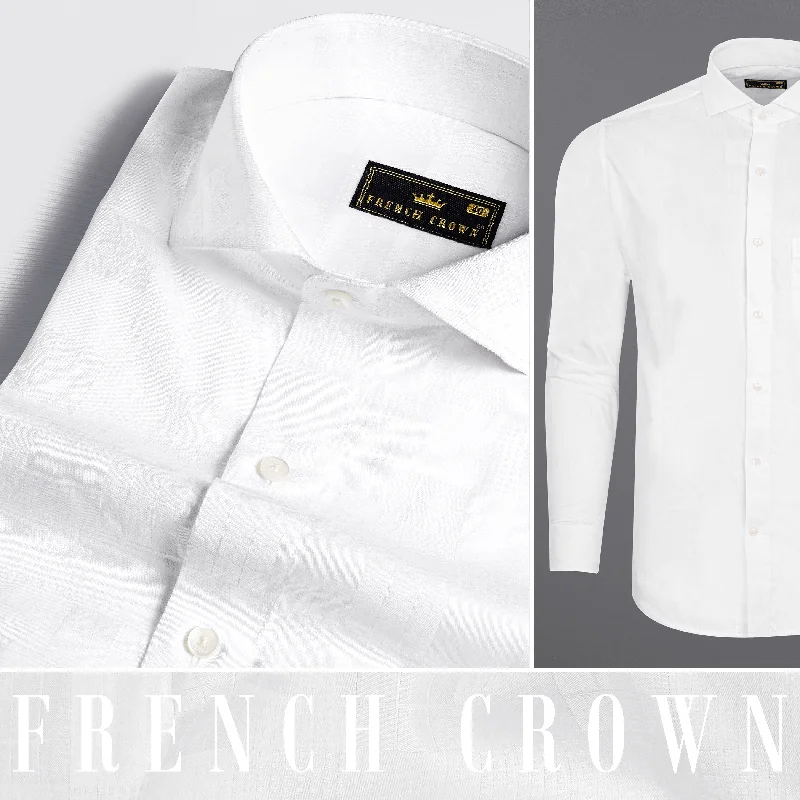 Bright White Jacquard Textured Premium Cotton Shirt