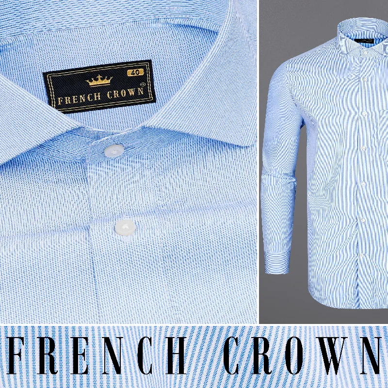 Coral Sky Blue PinStriped Premium Cotton Shirt