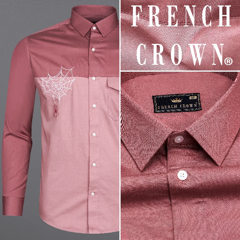 Coral Tree with Careys Pink Spider Embroidered Super Soft Premium Cotton Shirt