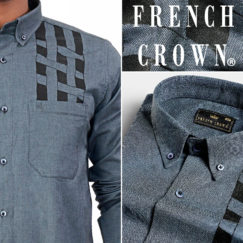 Gravel Gray Two Tone Hand Painted Royal Oxford Designer Shirt