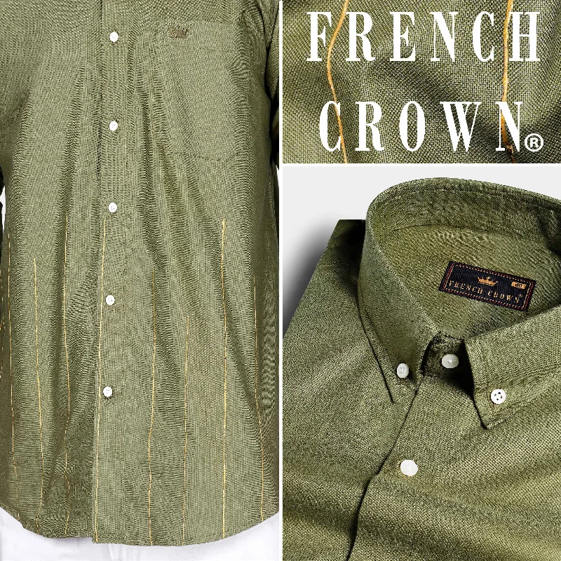 Moss Green Hand Painted Royal Oxford Designer Shirt