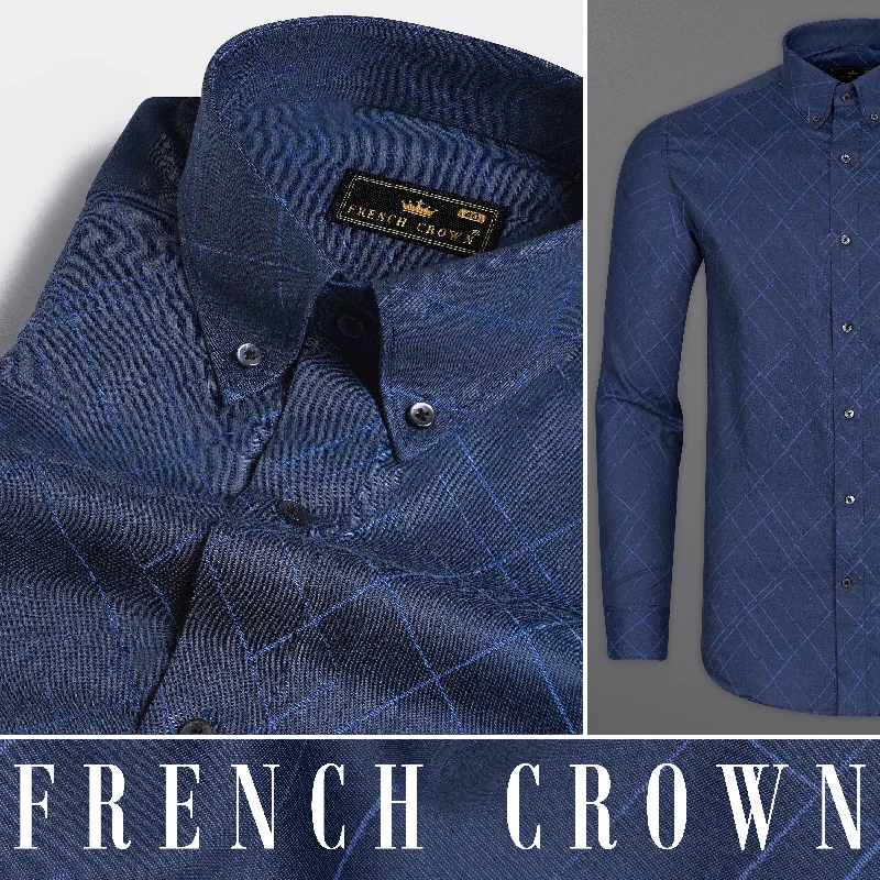 Rhino Blue Jacquard Textured Premium Giza Cotton Shirt