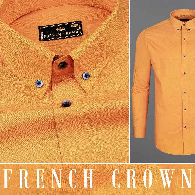 Tangerine Orange Dobby Textured Premium Giza Cotton Shirt