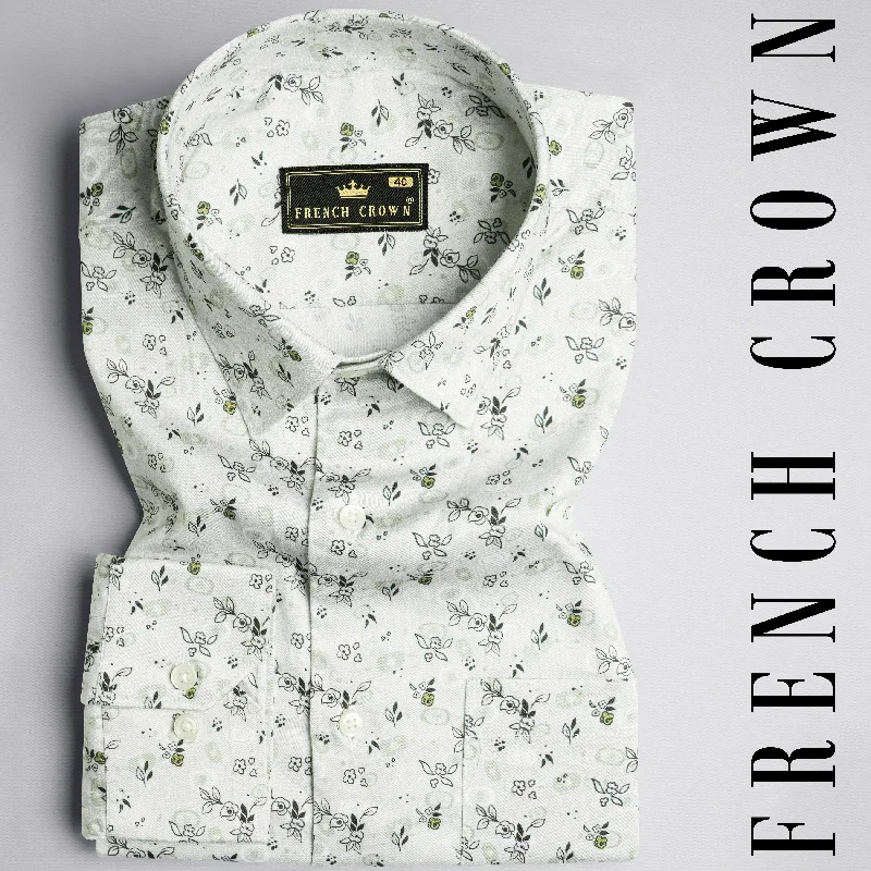 Tasman with Tealish Green Ditsy Printed Super Soft Premium Cotton Shirt