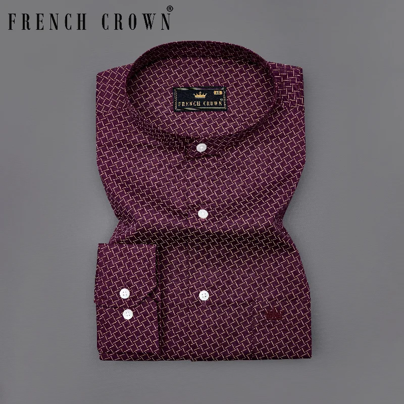 Wine Berry Printed Royal Oxford Shirt