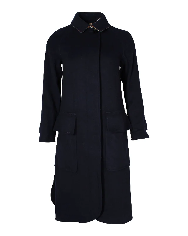 Burberry Car Coat in Navy Blue Cashmere