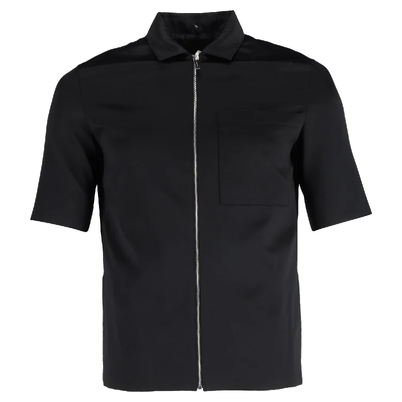 Dior Zip Front Shirt in Black Cotton