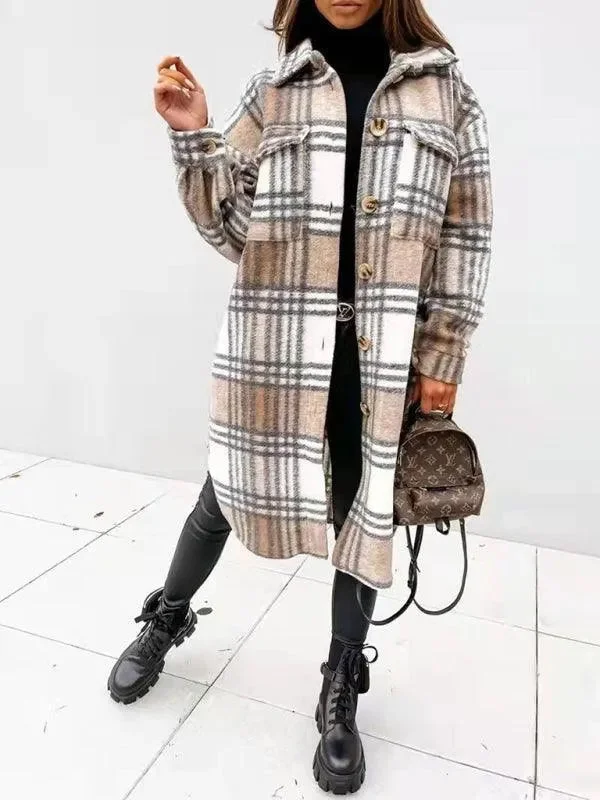 Oversized Shacket Plaid Women Shirt Jacket