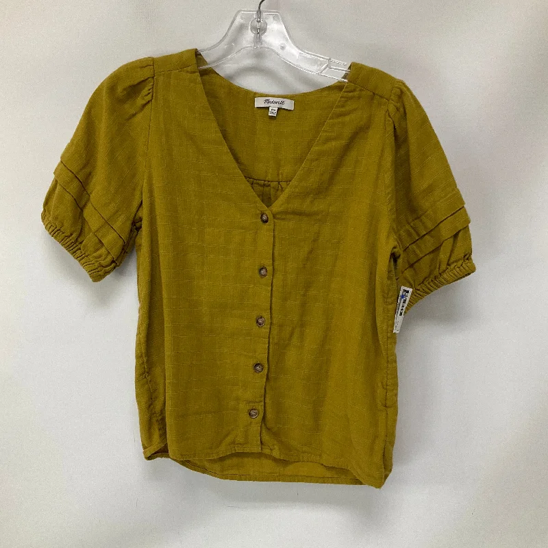 Top Short Sleeve By Madewell In Yellow, Size: Xxs