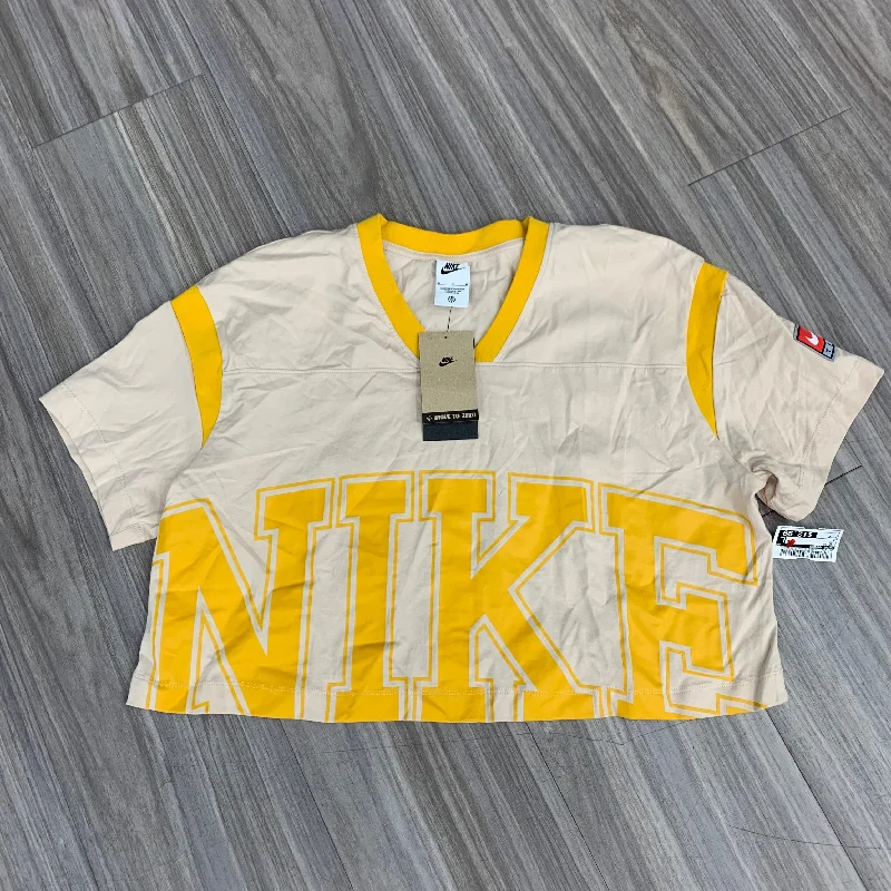 Top Short Sleeve By Nike Apparel In Tan, Size: M