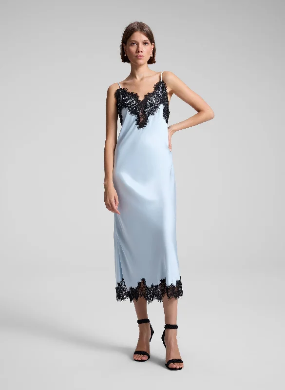 Lennon Satin and Lace Midi Dress