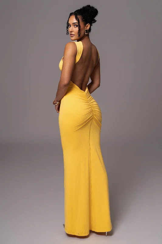 Yellow JLUXBASIX FRONT AND CENTER MAXI DRESS