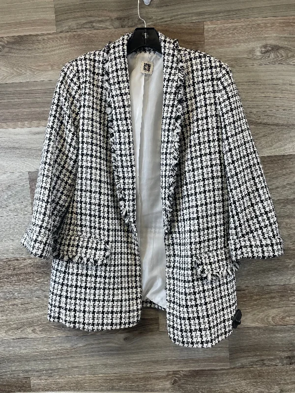 Blazer By Anne Klein In Black & White, Size: L