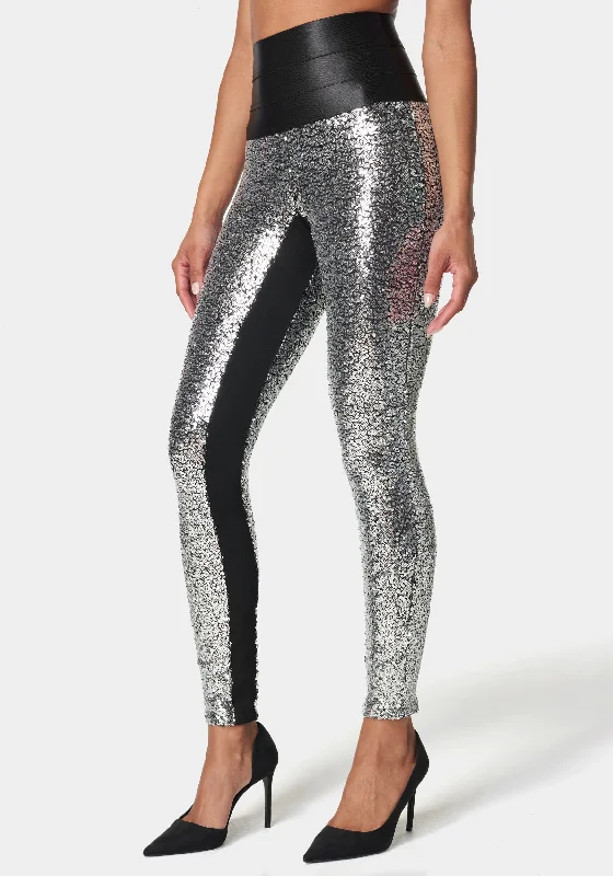 Satin Elastic Waistband Sequin Legging